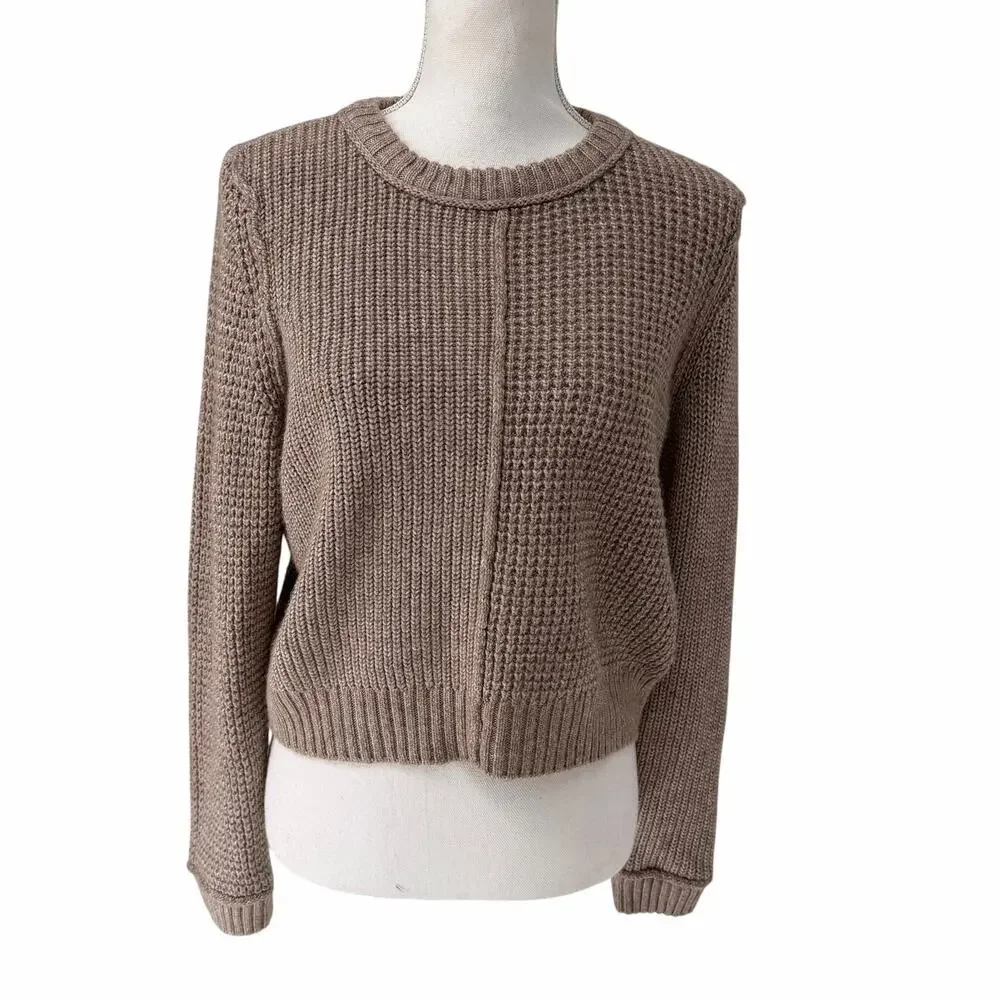 American Eagle Cable-Knit Waffle-Knit Cropped Pullover Sweater Sz Large